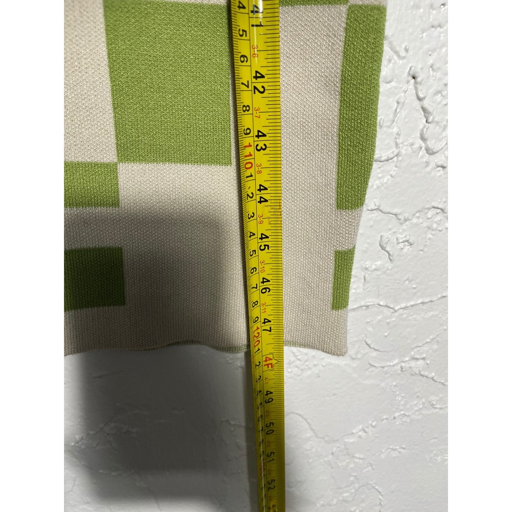 FORE Green Cream Checkerboard Knit Midi Dress Size L NWT Y2K Retro - Picture 4 of 5